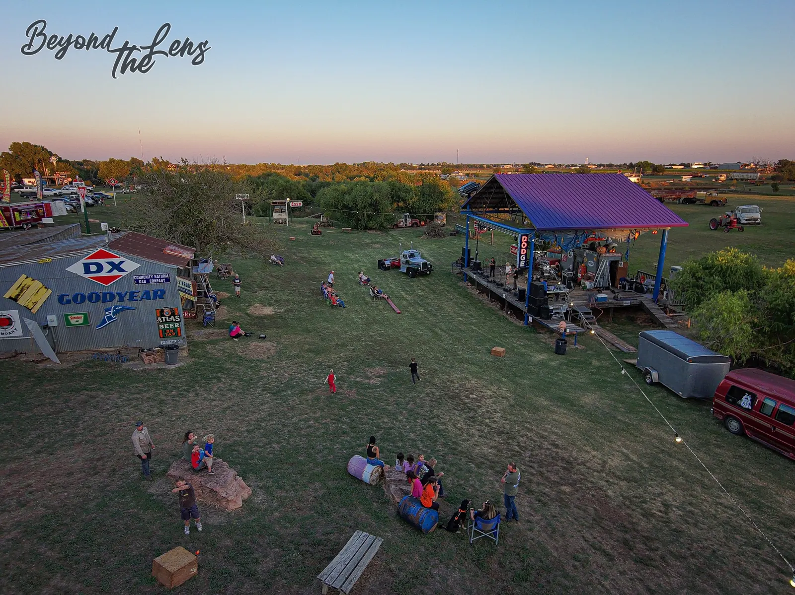 Aerial view of the TwisterFest stage, camping area and festival grounds
