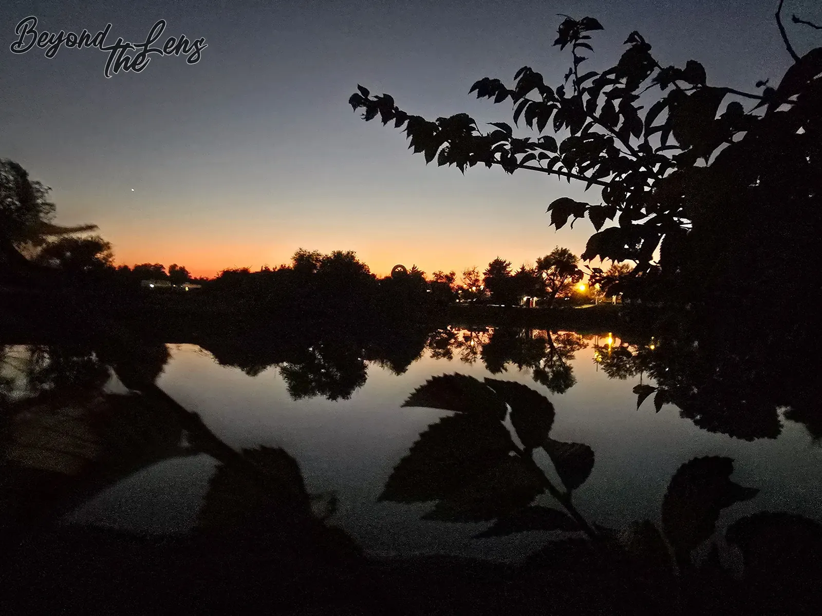 Sunset over the pond and camping grounds at TwisterFest at Muscle Car Ranch