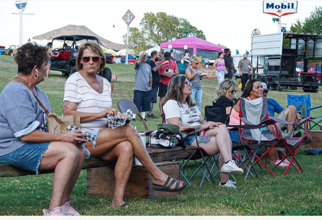 TwisterFest festival crowd near food and vendor booths at Muscle Car Ranch in Chickasha Oklahoma
