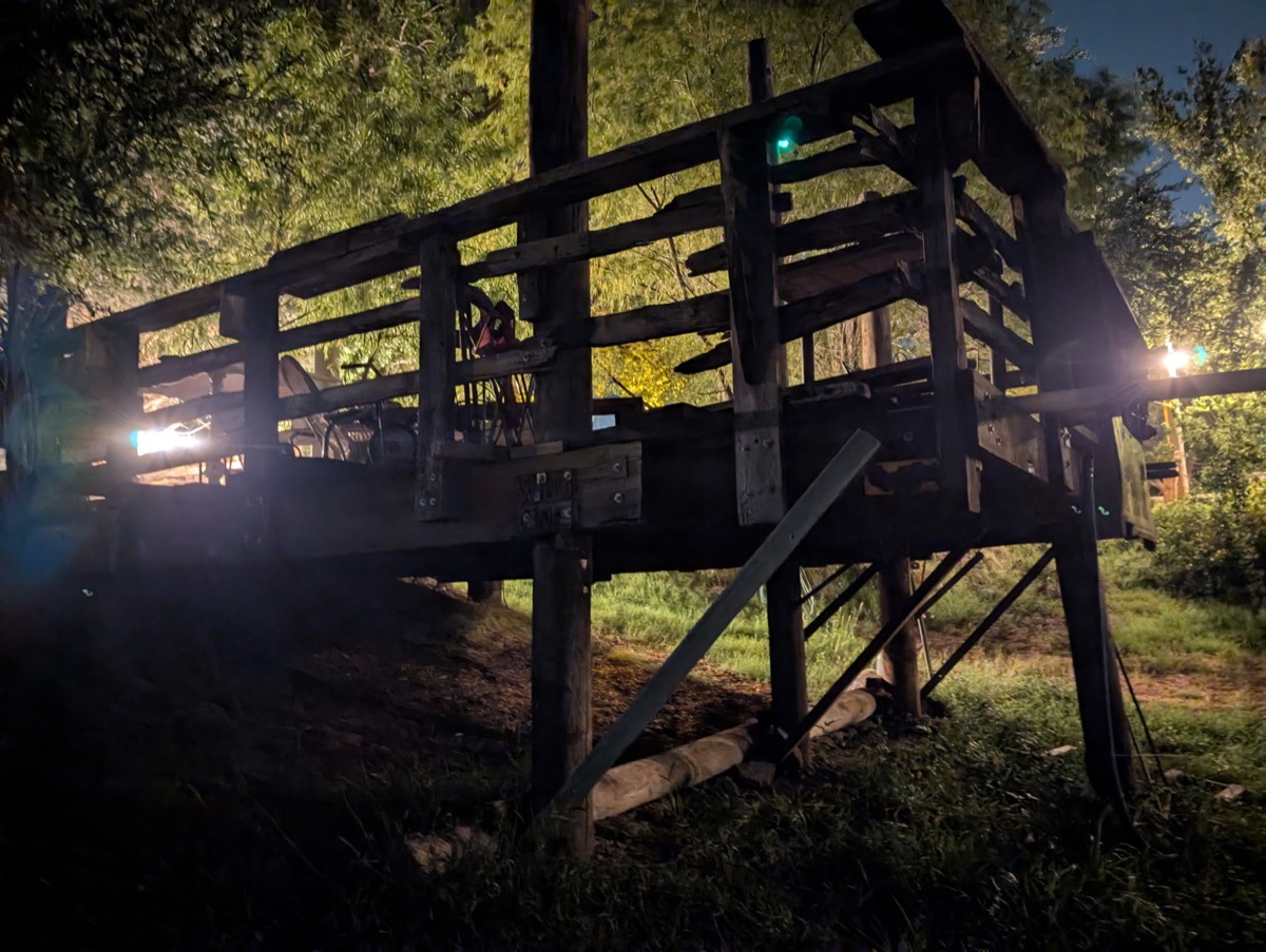 Heavy Chevy Stage illuminated at night at TwisterFest at Muscle Car Ranch