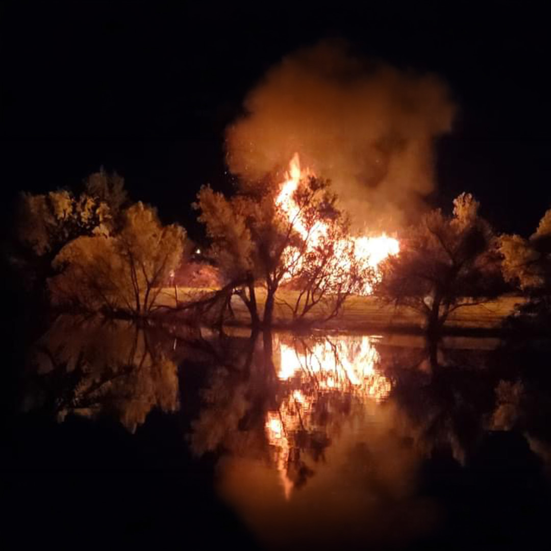 Saturday-night bonfire at TwisterFest